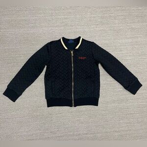 Tommy Hilfiger Bomber Jacket Girl’s 6 Black and Gold Cable Knit